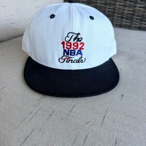 DeLong Hat Embroidered NBA Finals Snapback Vintage Mens M/L White Black‎